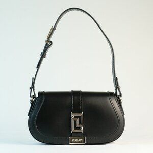 Versace Mini Greca Goddess Shoulder Bag, Black Leather